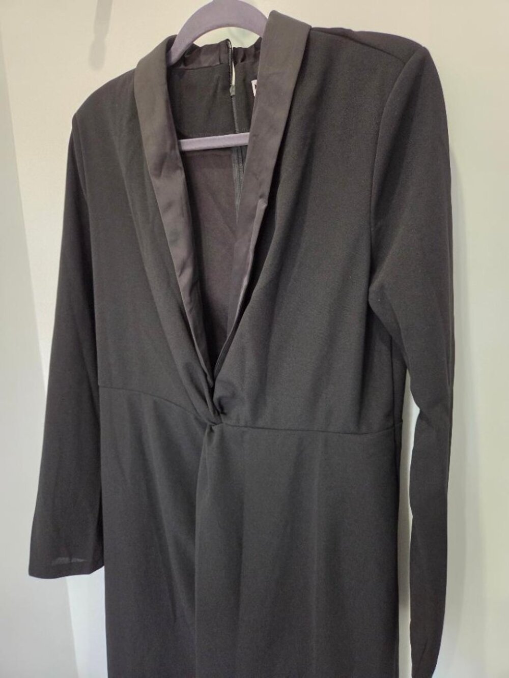Uoozee New Black Tuxedo Style Twist Knot Front Long Maxi Dress/5% Elastane  XL - Picture 8 of 13